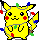 A Pikachu, tangled in flashing red, green, and blue Christmas lights.