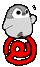 A baby Emperor penguin rolls along on an '@' symbol