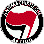 The 'Antifascist Action' symbol, with the red and black flags animated.