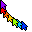 A trail of rotating rainbow pointers