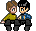 Kirk throws himself into Spock's lap