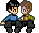 Spock throws himself into Kirk's lap