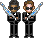 J and K from Men in Black with guns