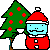 A quagsire dressed in a Santa suit in front of a Christmas tree