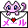 A mew with an envelope labeled 'mail' in katakana