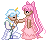 Helios in human form kissing the back of Chibiusa's hand