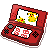 A red Nintendo DS