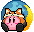 A tiny Kirby lounges with the logo for the Mozilla Firefox browser.