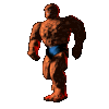 A claymation animation of the Thing walking