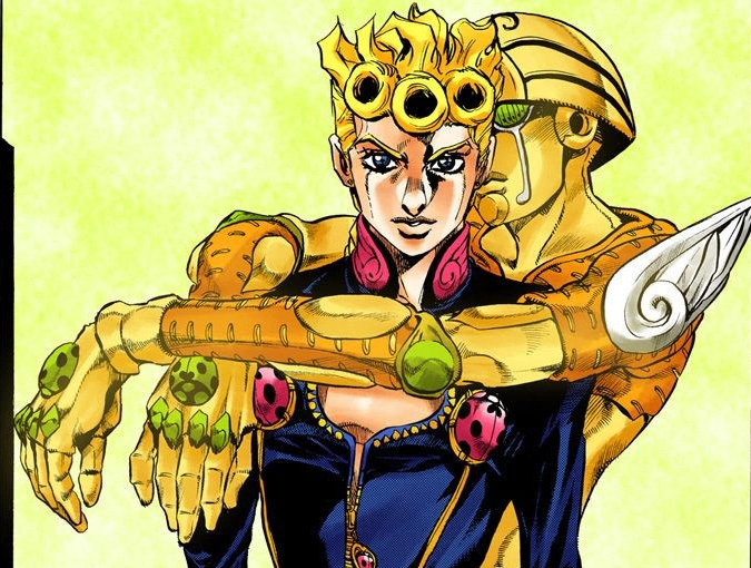 Giorno doing Shadow Dio pose, Vento Áureo OP 3, Angle 2