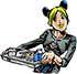 Jolyne holding a lunch tray
