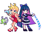 Panty, Stocking, and Chuck (in their season 2 styles with the hair gradients)